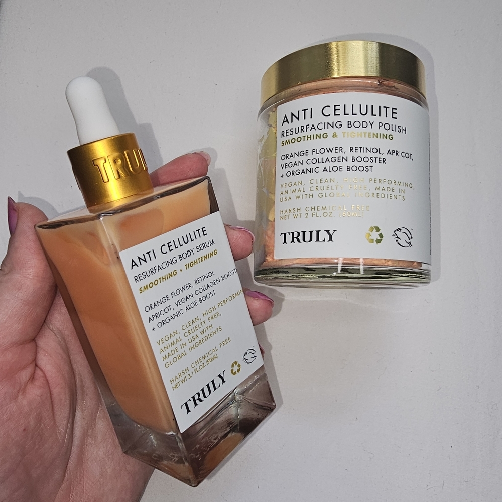 Truly Beauty Anti Cellulite Full Sized Skincare Duo, Serum and Body Polish Set